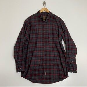 WOOLRICH Long Sleeve Flannel Button Up Shirt. Size Large. Red And Gray.